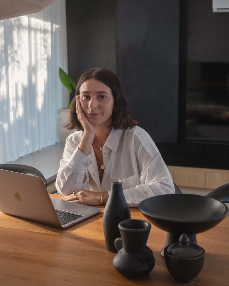 Becks on a live online session from her desk in Bali